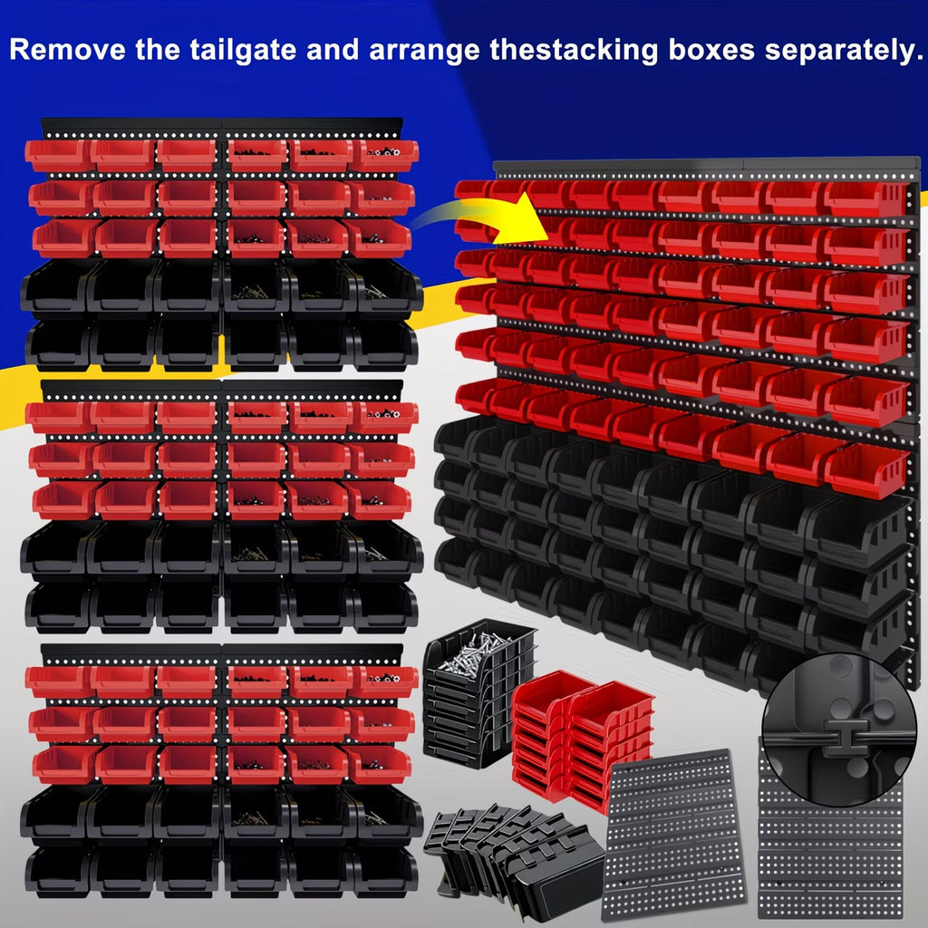 Wall Mounted Storage Bins Organizer Rack Set (30/60/90 PCS)