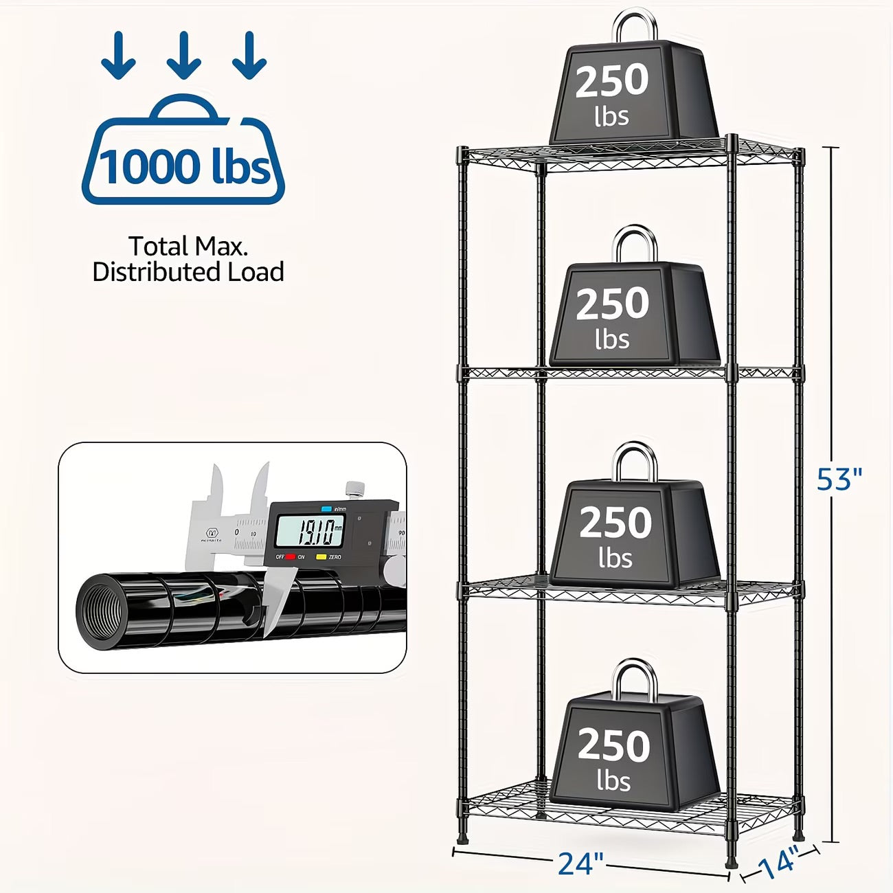 5-Tier Heavy Duty Metal Storage Shelving Unit with Wheels