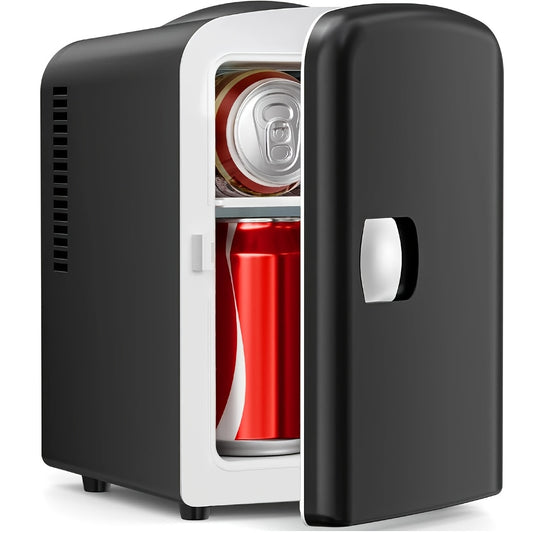 1.06gal Portable Mini Fridge - Compact Cooler for 6 Cans in Dorms & Offices