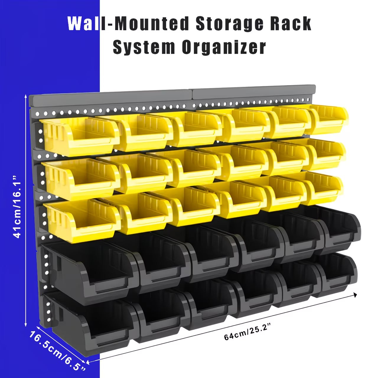 Wall Mounted Storage Bins Organizer Rack Set (30/60/90 PCS)