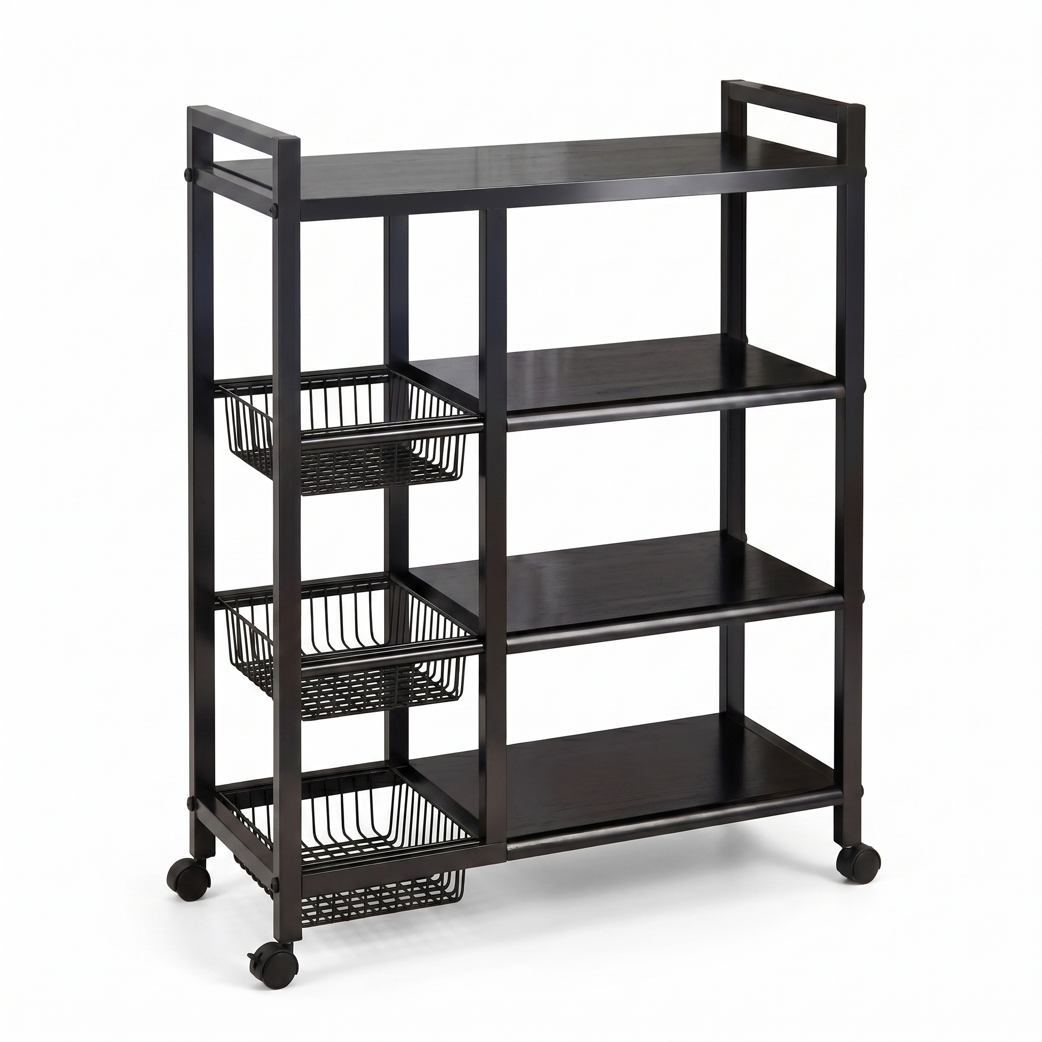4-Tier Rolling Storage Cart with Wire Baskets and Wheels